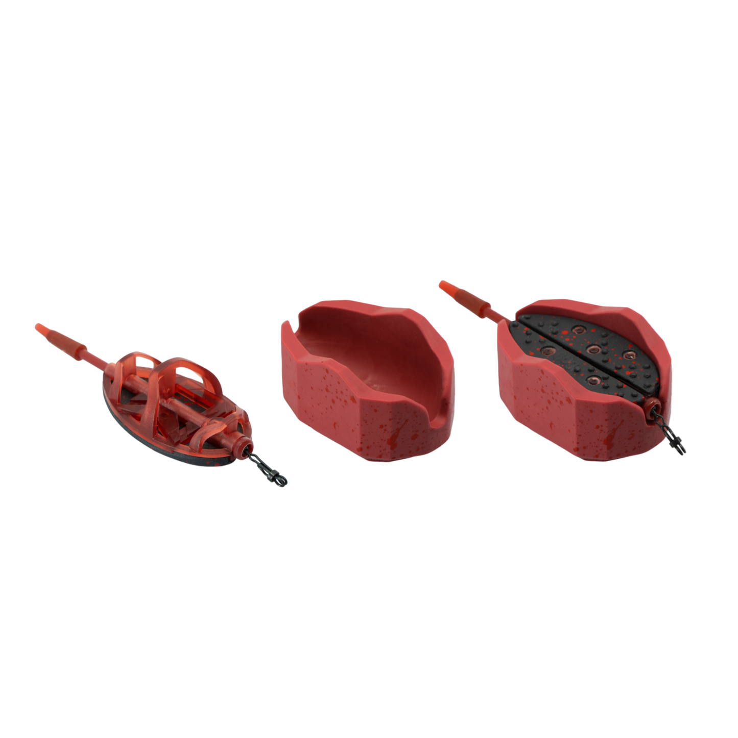 Delphin Method QUIX Körbe mit Former – 30–100 g Futterkörbe + roter Former für Method Feeder Angeln