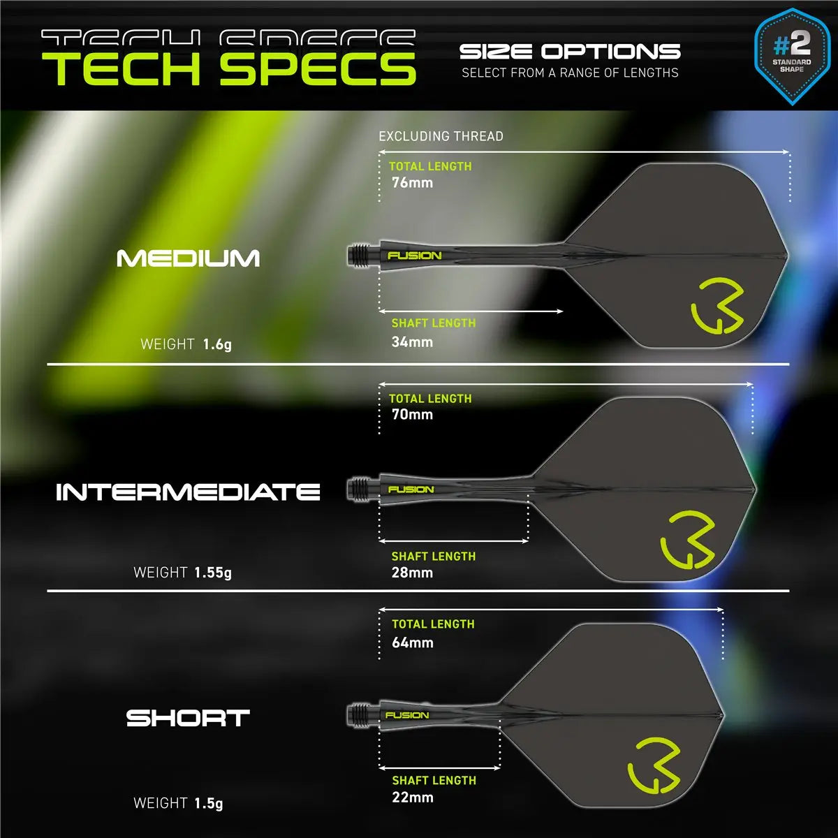 Winmau Fusion Integrated Flight & Shaft System MvG Pac Man Standard Shafts