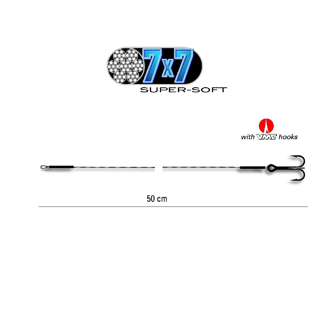 Powerflex 7x7 Super-Soft-Stahlvorfach mit Drilling, - KM-Tackle