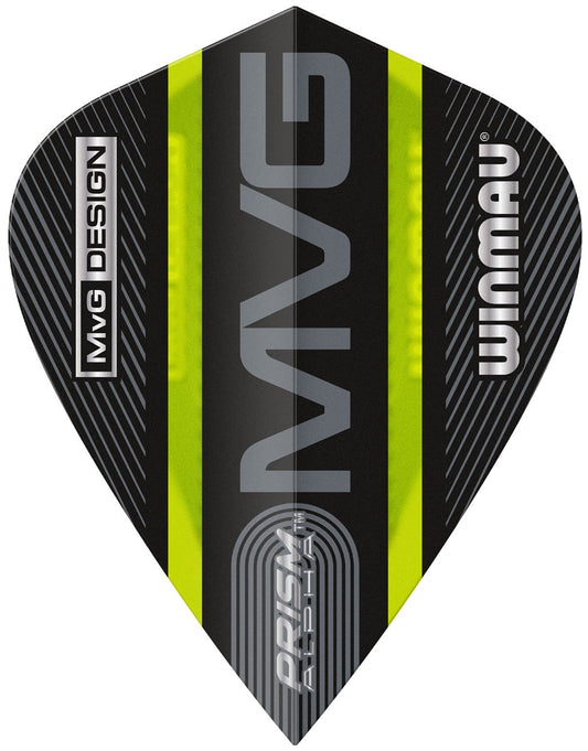 Winmau MvG Prism Alpha Kite Dart Flights in Grün und Schwarz mit MvG-Logo